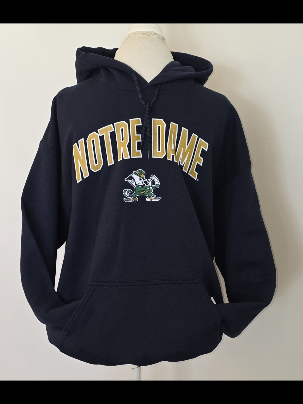 Men's Notre Dame University Fighting Irish Blue Pullover Hoodie Size L - NEW